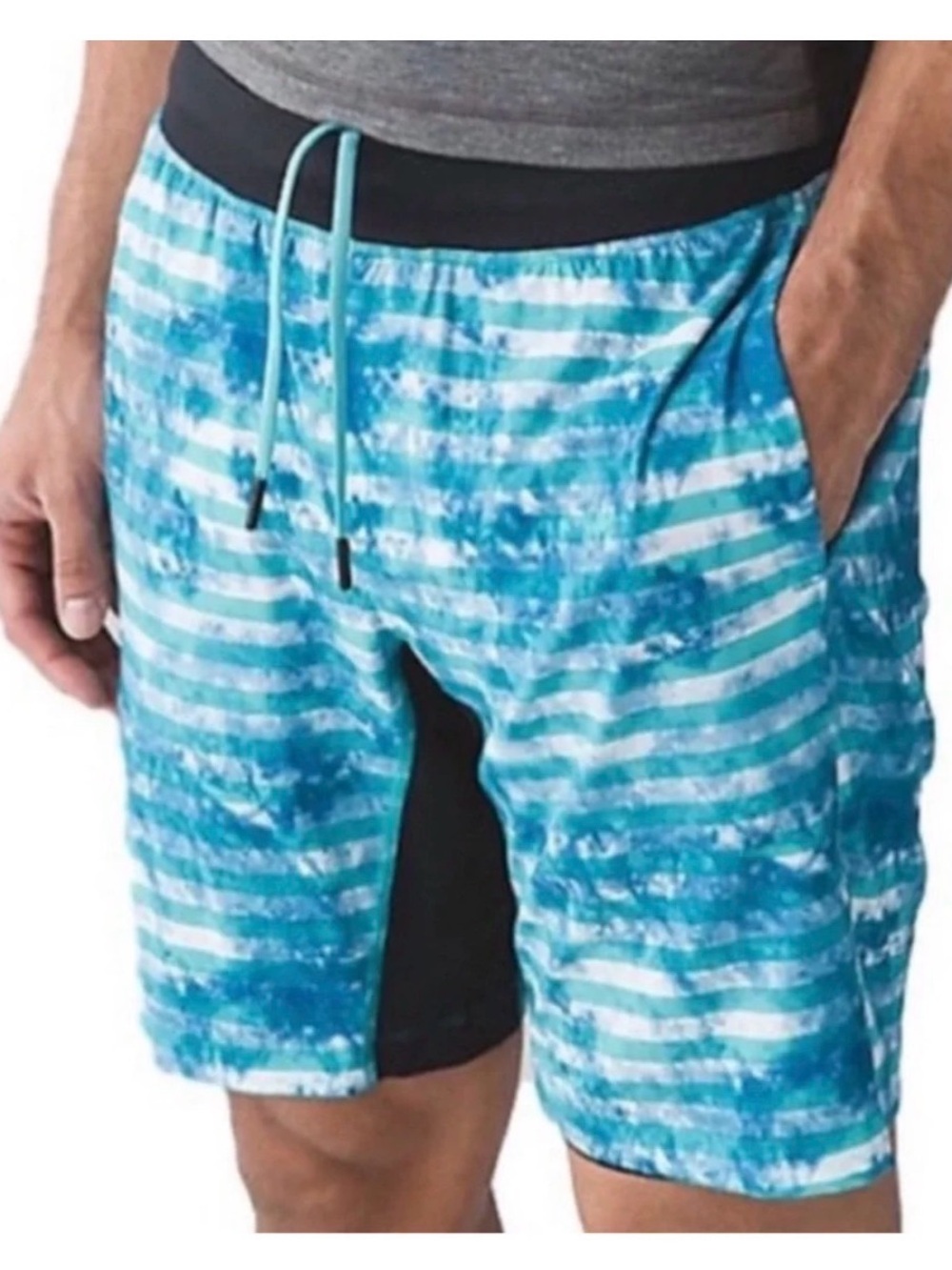 lululemon athletica Teal & White Striped shorts